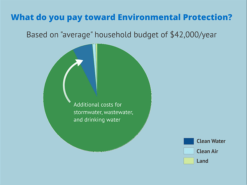 pie chart showing what portion of $42000 income goes towards environmental protection